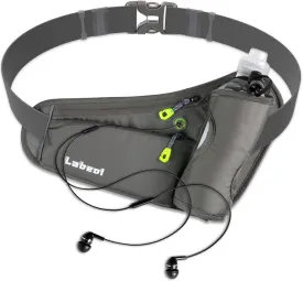 Labeol Running Belt with Water Bottles, Adjustable 2 Zipper Pockets Running Waist Pack Hydration Bag for Men and Women, Fanny Pack with Water Bottles for Hiking Climbing Jogging (Gray)