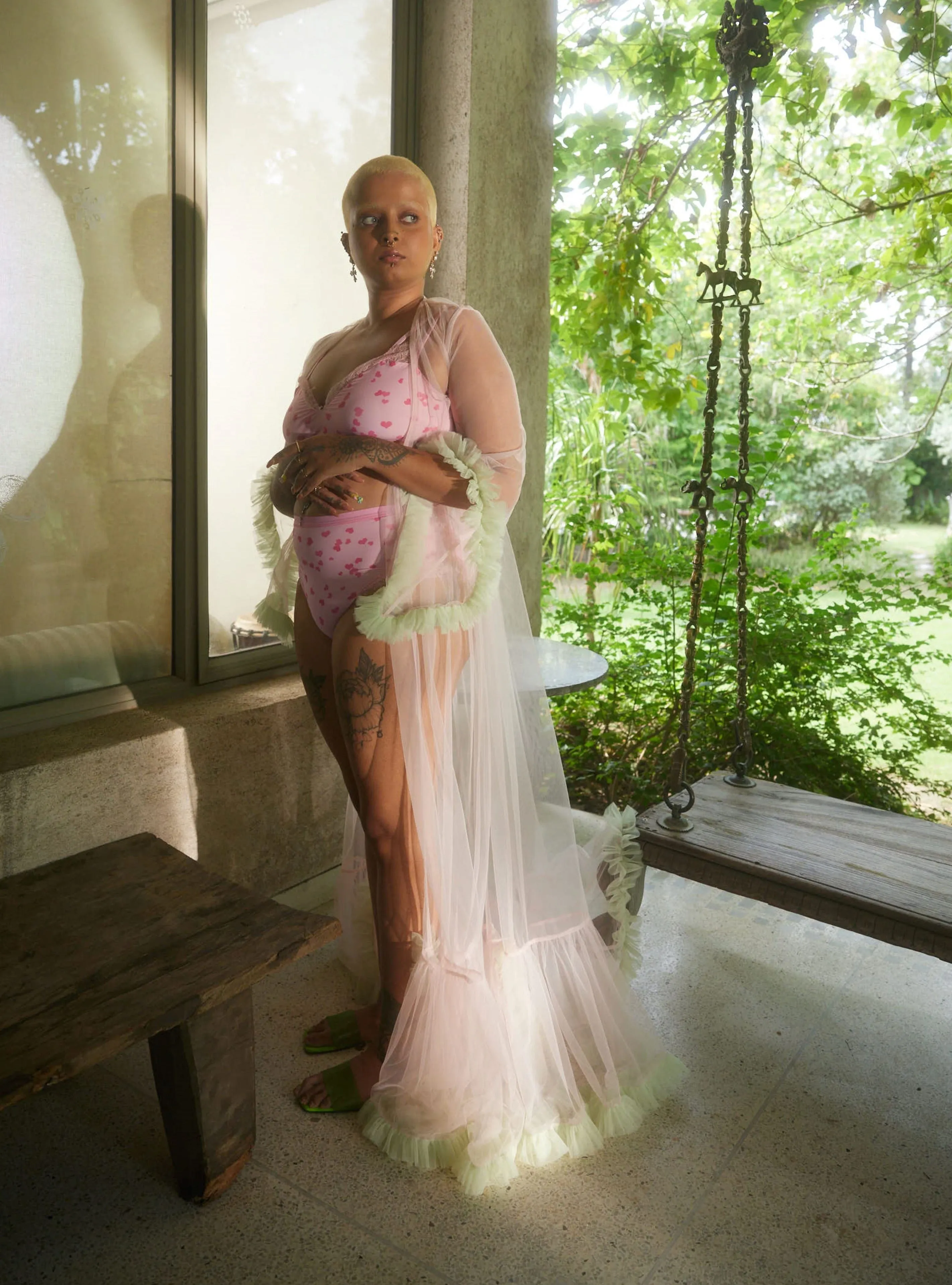 Layla Baby Pink Ruffle Robe