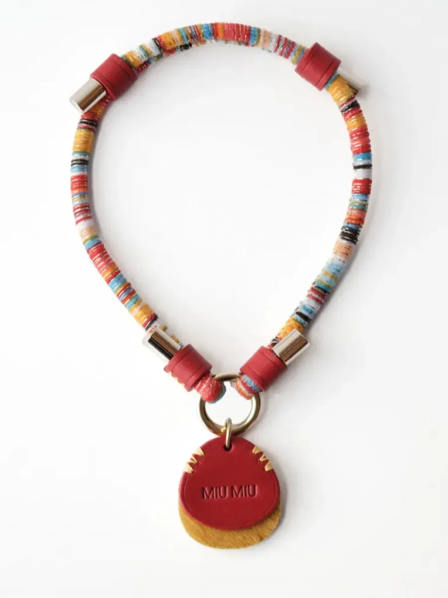 Customizable Leather Pet Collar with Personalized Name Tag