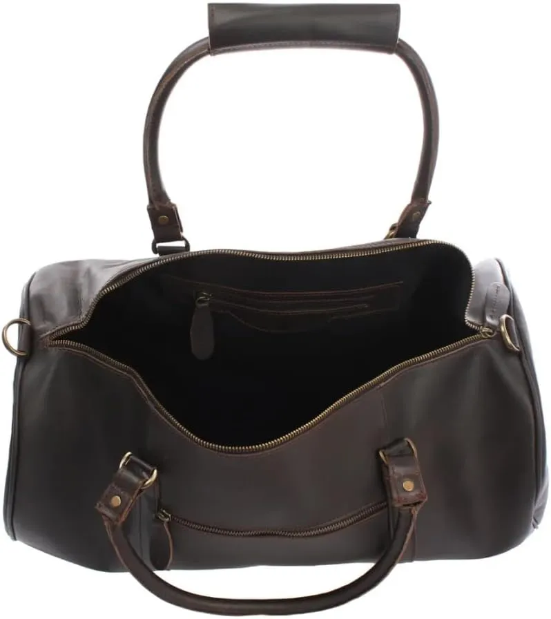 Leather Travel Duffel Travel Companion for Men and Women - Holiday Bag, Classic Gift, Weekend Bag, Overnight Full Grain Retro, Sport Gym, Airplane Luggage Carry on Luggage Bag (Mocha)