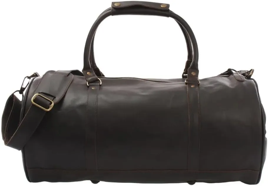Leather Travel Duffel Travel Companion for Men and Women - Holiday Bag, Classic Gift, Weekend Bag, Overnight Full Grain Retro, Sport Gym, Airplane Luggage Carry on Luggage Bag (Mocha)