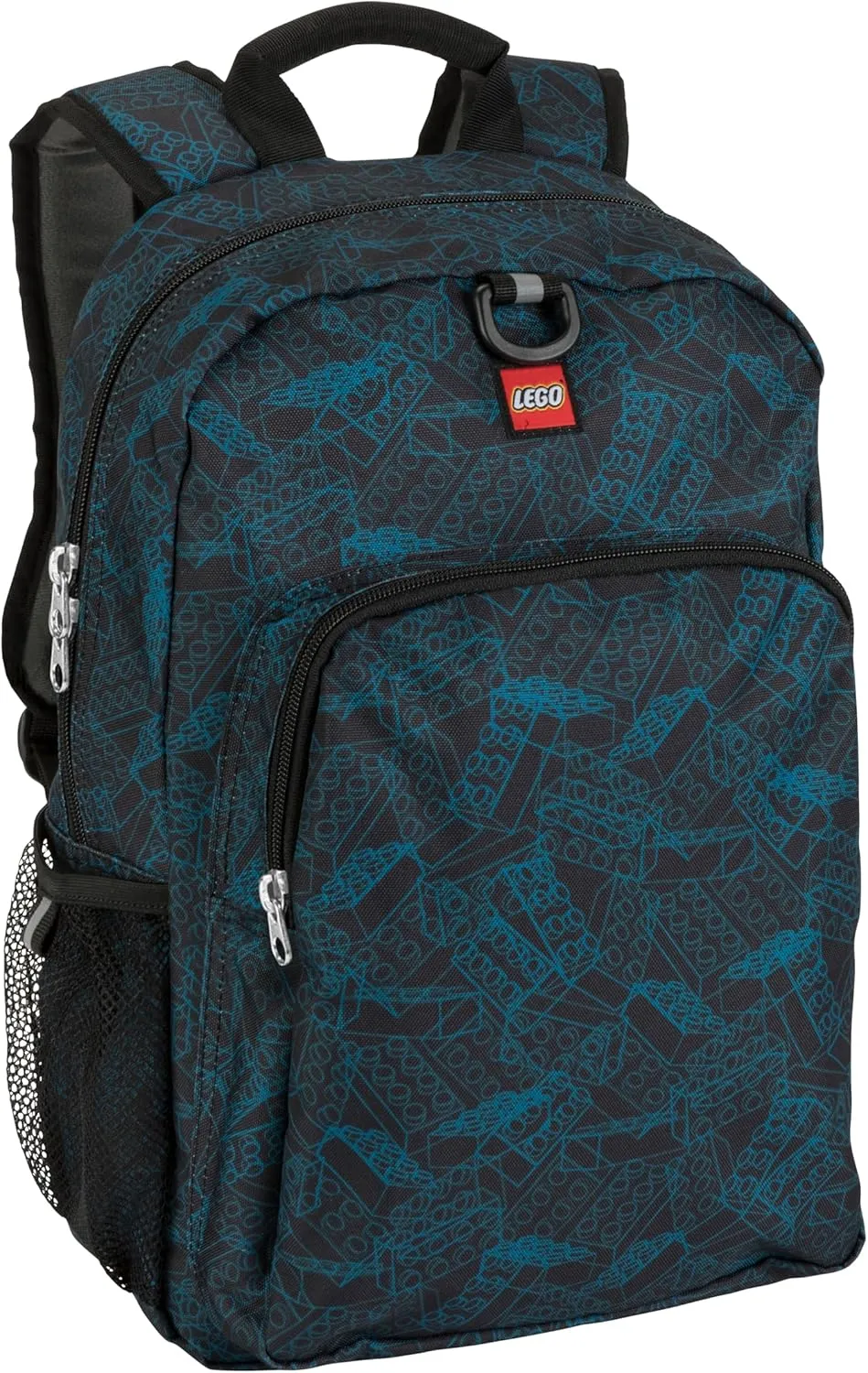LEGO Iconic Prints Kids School Backpack Bookbag, for Travel, On-the-Go, Back to School, Boys and Girls, with Adjustable Padded Straps and Fun patterns, Blue Print