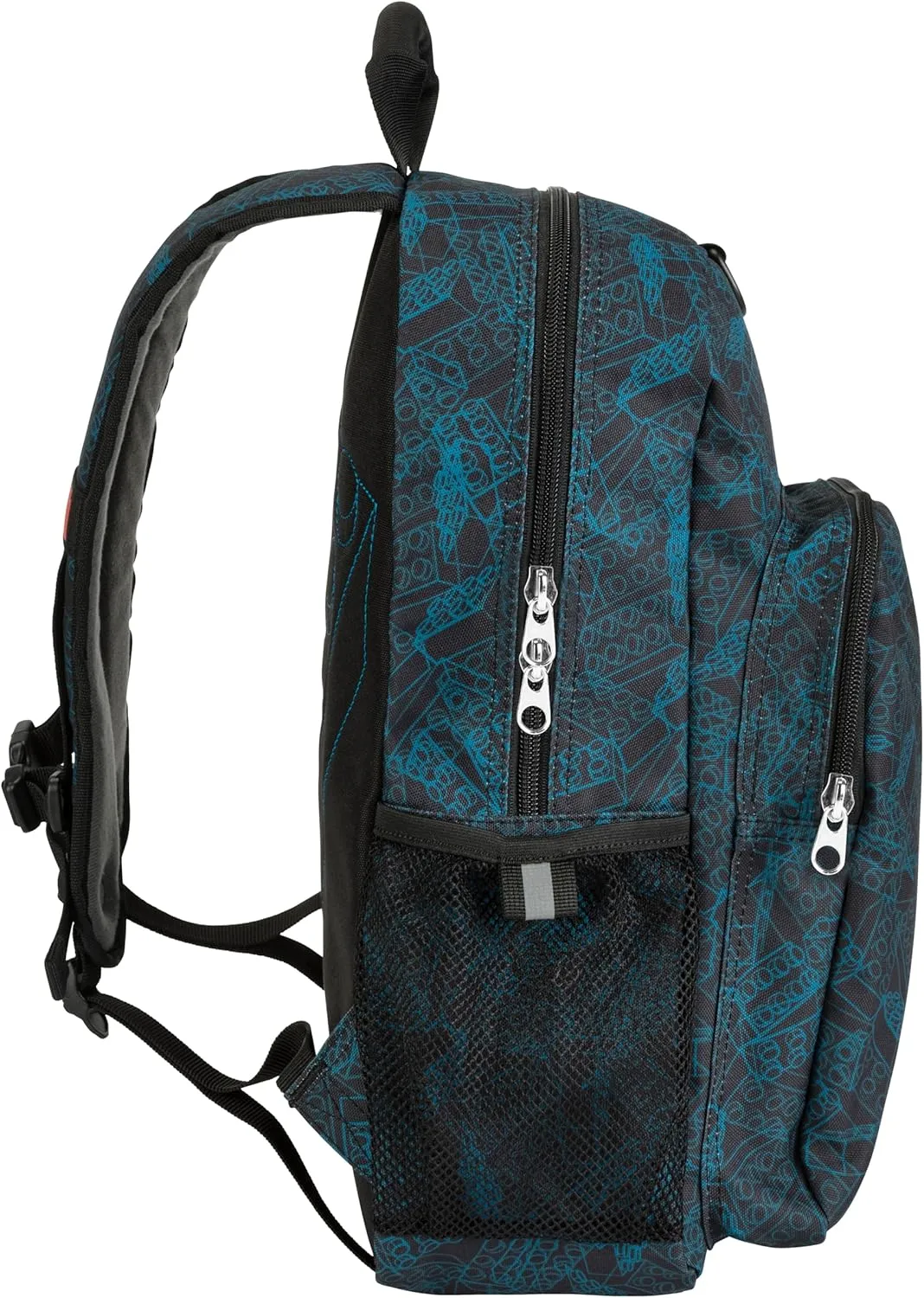 LEGO Iconic Prints Kids School Backpack Bookbag, for Travel, On-the-Go, Back to School, Boys and Girls, with Adjustable Padded Straps and Fun patterns, Blue Print