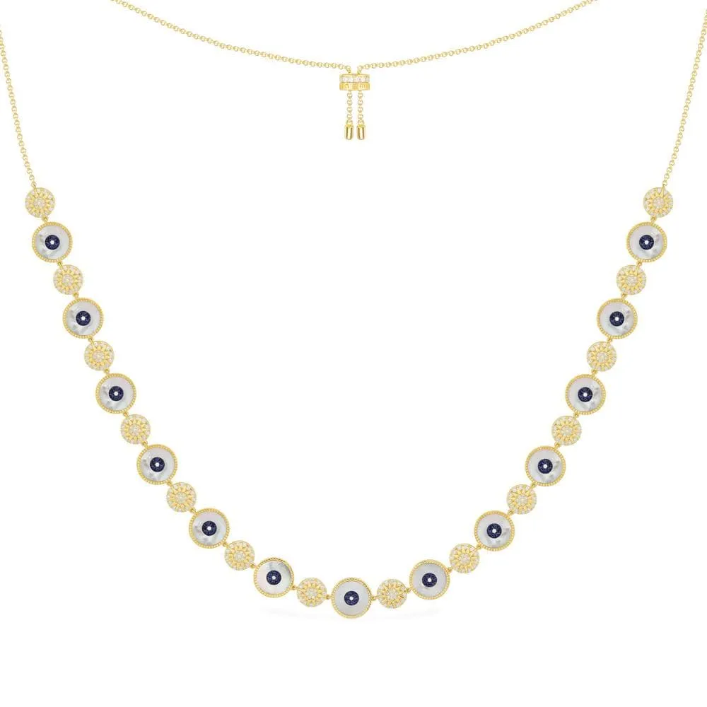 Lucky Eye Adjustable Necklace - Yellow Silver