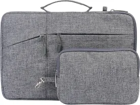 Megoo 12inch Laptop Sleeve Case with Accessory Pouch for Microsoft Surface Laptop Go 3/2 12.4", Pro 7 /7/6/5/4/3 12.5", Carry Case for 11"-12.5" Chromebook Tablet(Gray with Charger Case)