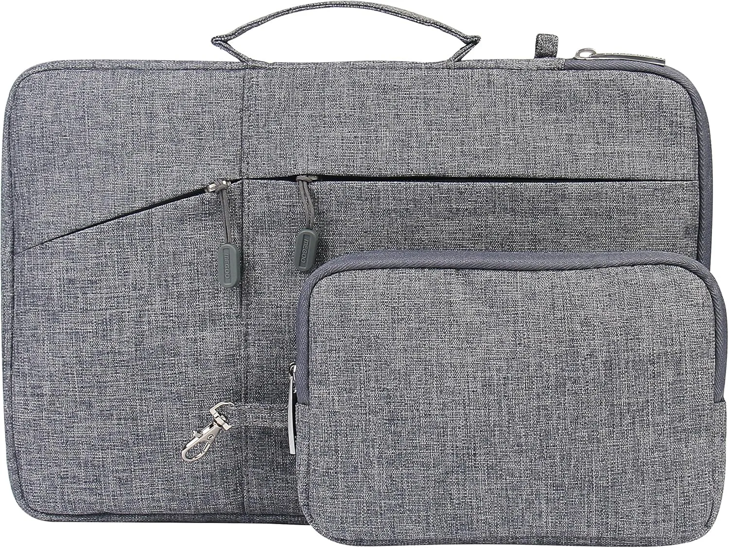 Megoo 12inch Laptop Sleeve Case with Accessory Pouch for Microsoft Surface Laptop Go 3/2 12.4", Pro 7 /7/6/5/4/3 12.5", Carry Case for 11"-12.5" Chromebook Tablet(Gray with Charger Case)