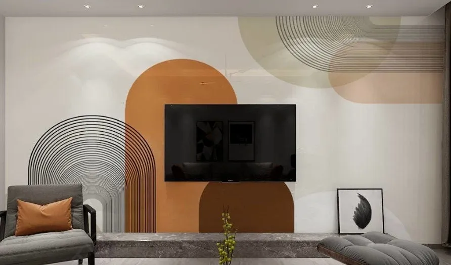 Mid century modern wallpaper peel and stick  wall mural, geometric wall mural, abstract wallpaper, self adhesive mural removable wallpaper