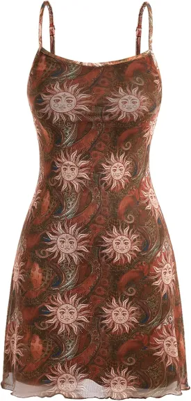 Milumia Women's Vintage 90s Mini Dress Lettuce Trim Mesh Short Dress