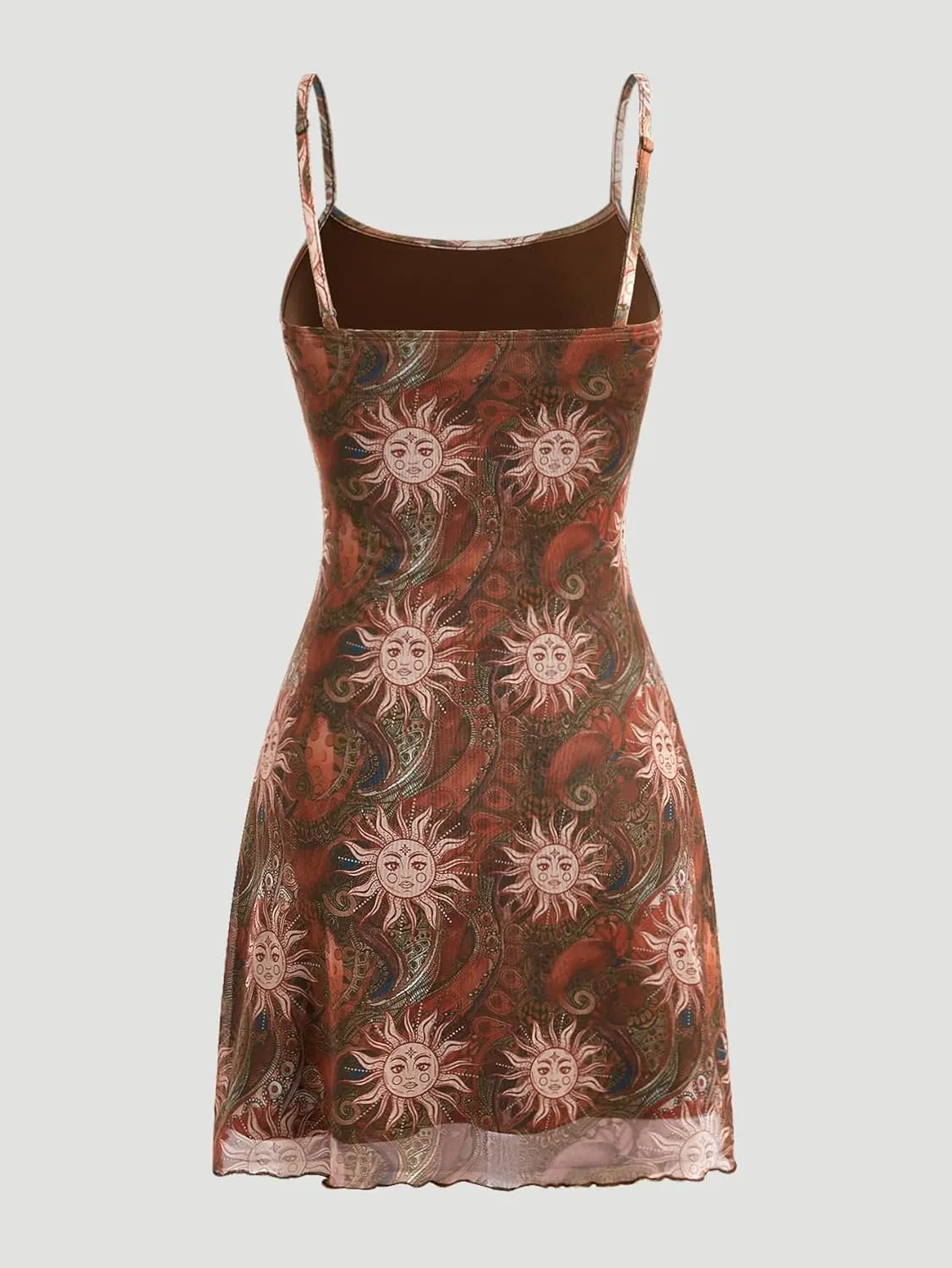 Milumia Women's Vintage 90s Mini Dress Lettuce Trim Mesh Short Dress