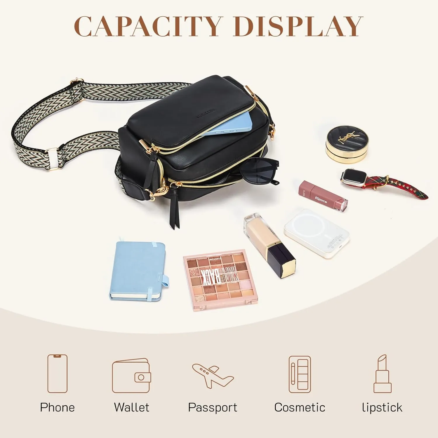 Missnine Small Crossbody Purse Women Quilted Crossbody Bags Soft Leather Shoulder Handbags with Adjustable Strap