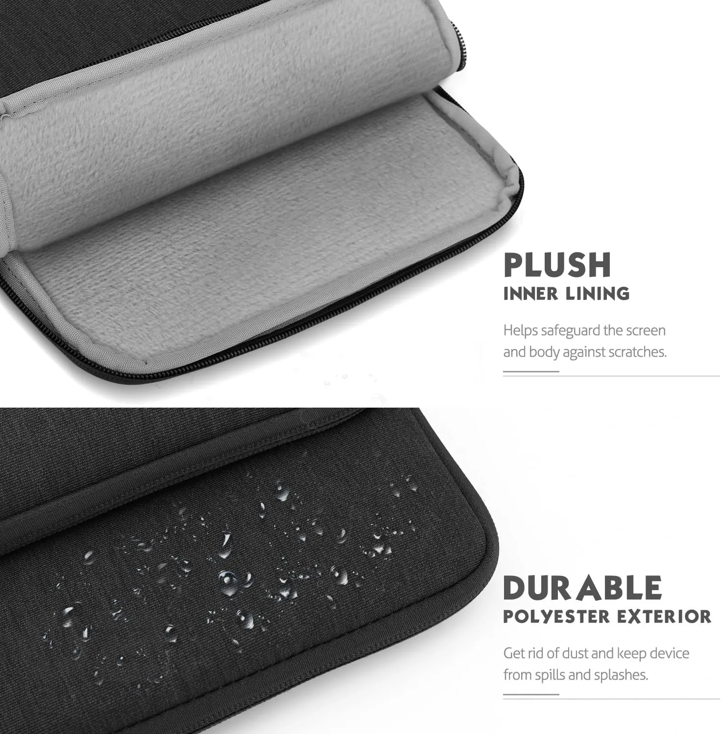 MoKo 8-9 Inch Tablet Sleeve Bag Carrying Case with Storage Pockets Fits New iPad Mini (A17 Pro) 8.3" 2024, iPad Mini 6/5/4/3/2/1th 8.3"/7.9" 2021-2012, Galaxy Tab A7 Lite 8.7" 2021, Black & Gray