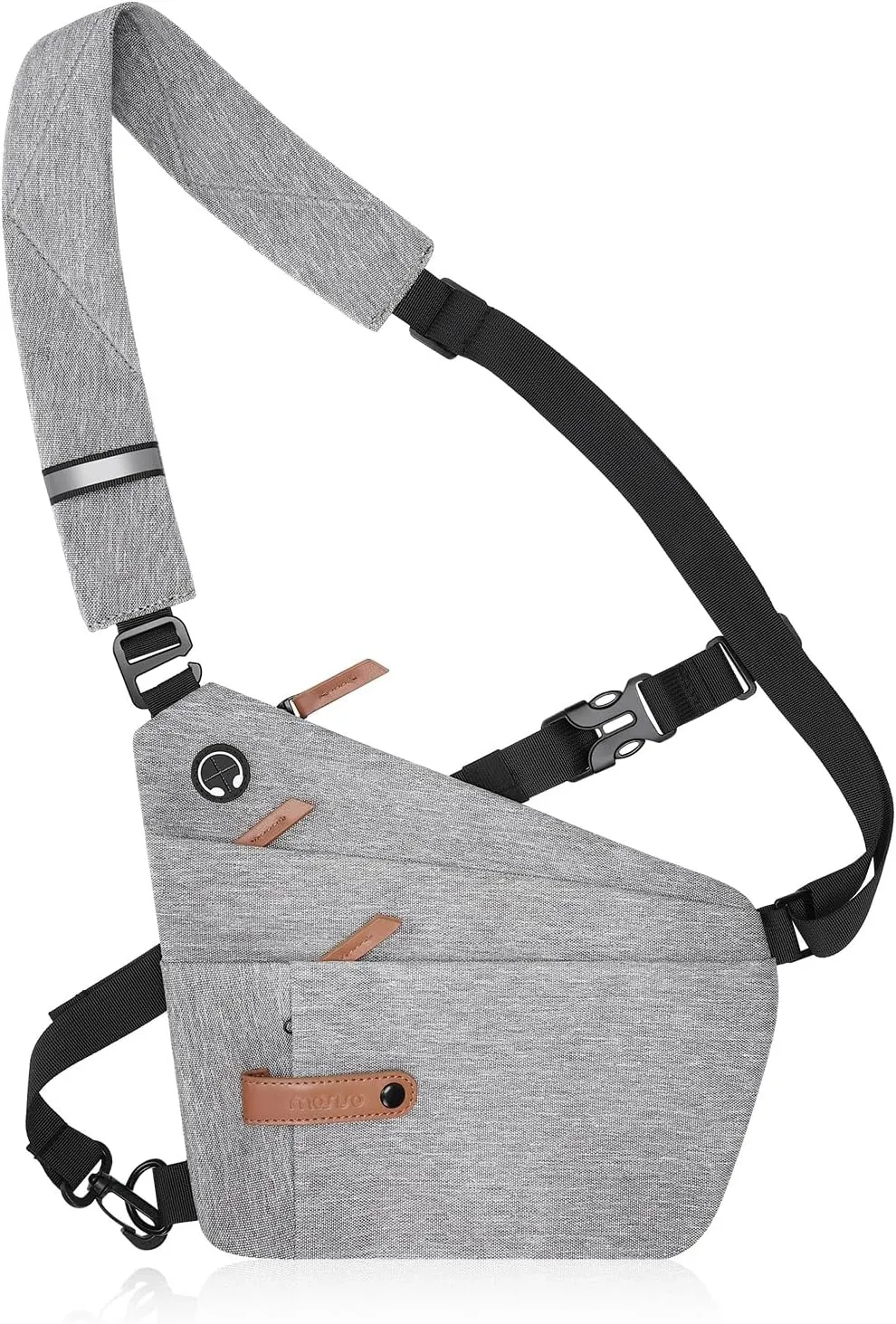 MOSISO Sling Bag Multi-pocket Crossbody Chest Shoulder Bag, Lightweight Anti Theft Casual Daypack One Strap Chest Backpack for Women Men Outdoor Hiking Travel, Gray