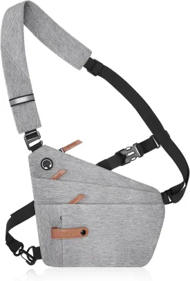 MOSISO Sling Bag Multi-pocket Crossbody Chest Shoulder Bag, Lightweight Anti Theft Casual Daypack One Strap Chest Backpack for Women Men Outdoor Hiking Travel, Gray