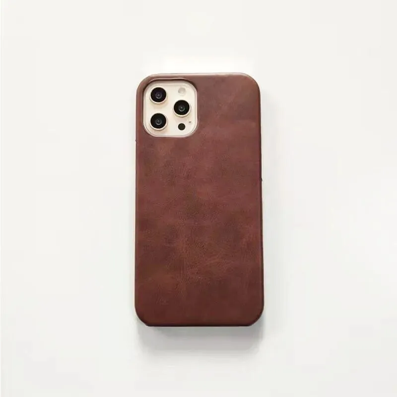 New Luxury Leather Metal Initial Soft iPhone Case