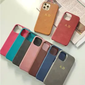 New Luxury Leather Metal Initial Soft iPhone Case