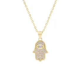 Pave Hamsa Hand Necklace