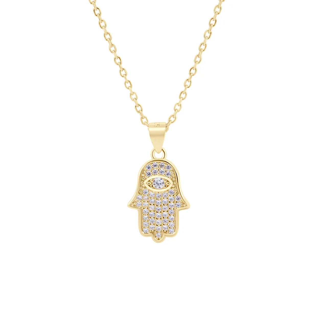 Pave Hamsa Hand Necklace