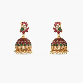Pekham Kempu Jadau Silver Jhumka Earrings