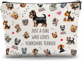 Pet Makeup Bag-Just A Girl Who Loves Yorkshire Terrier-Watercolor Puppy Print-Canvas Zipper Makeup Bag,Cosmetic Pouch,Makeup Organizer For Travel Or Daily Use-Gift For Women Daughter,Pet Lovers-A06