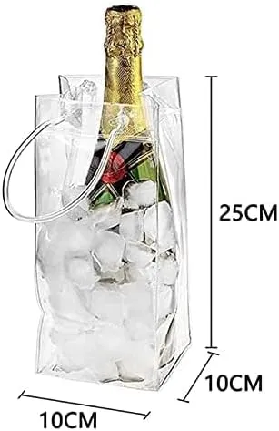 Portable Transparent Ice Pack with Carry HandlePVC Leakproof Ice Bag ECO FriendlyIce-Cold ToolsPortable Ice Bucket Wine Bottle Chiller Summer