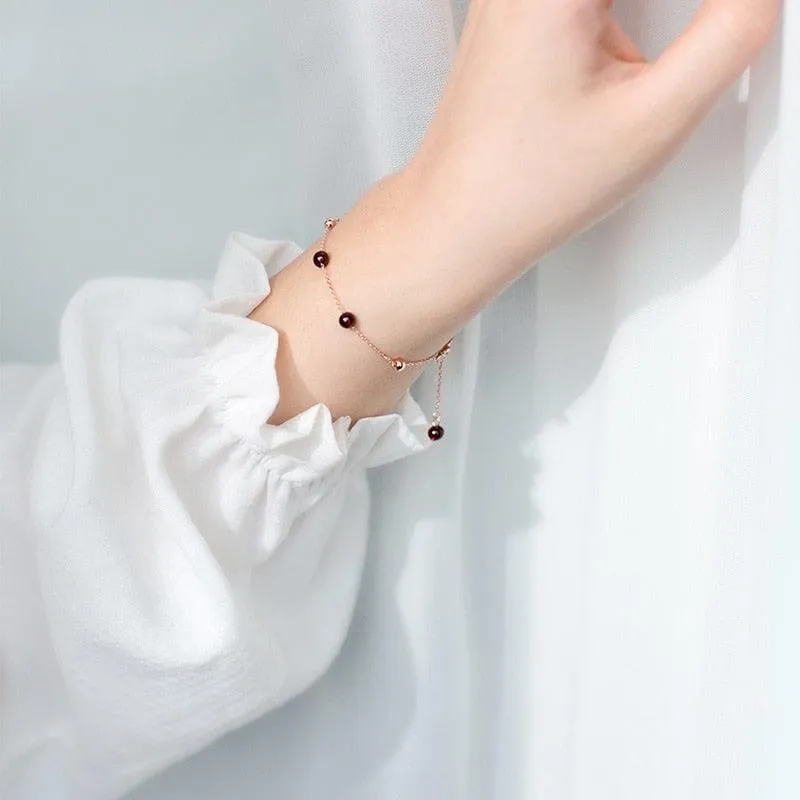 Refined Red Garnet Beads Minimal Bracelet