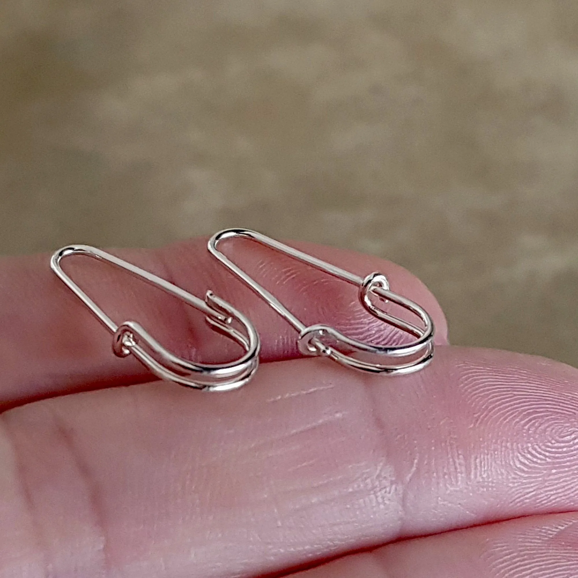 Safety Pin Sterling Silver Artisan Earrings