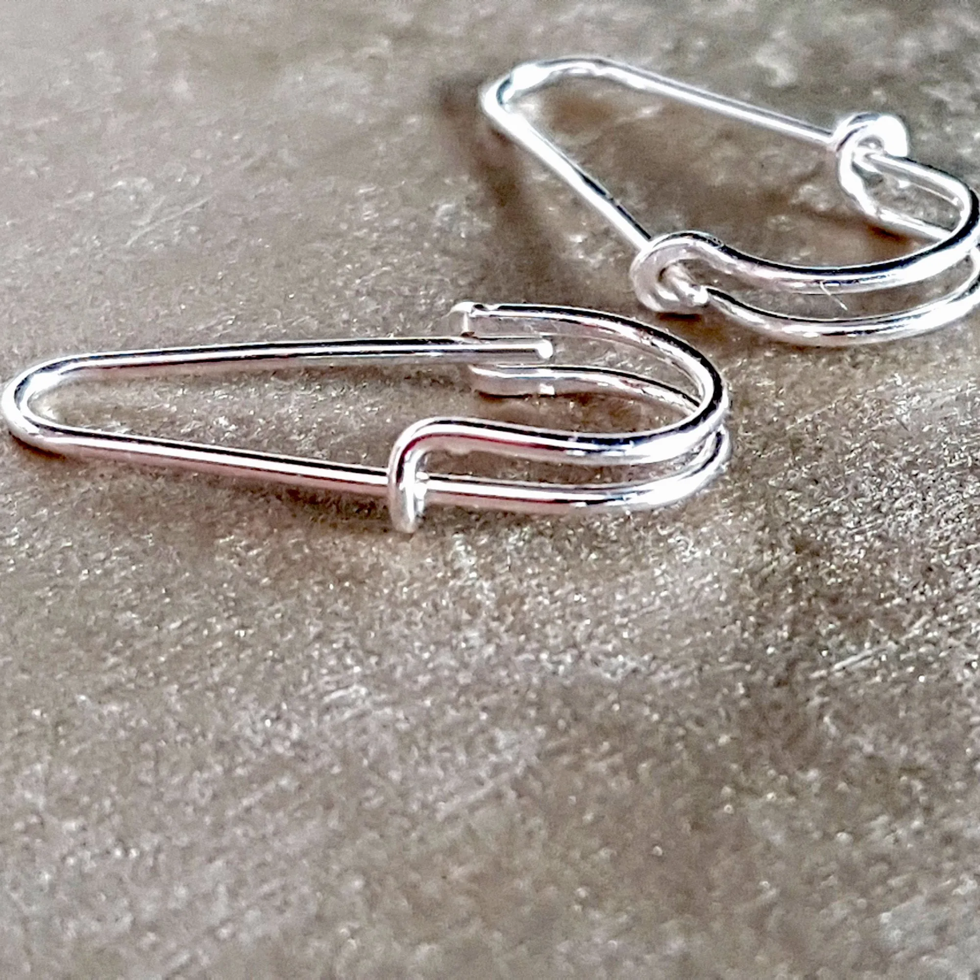 Safety Pin Sterling Silver Artisan Earrings