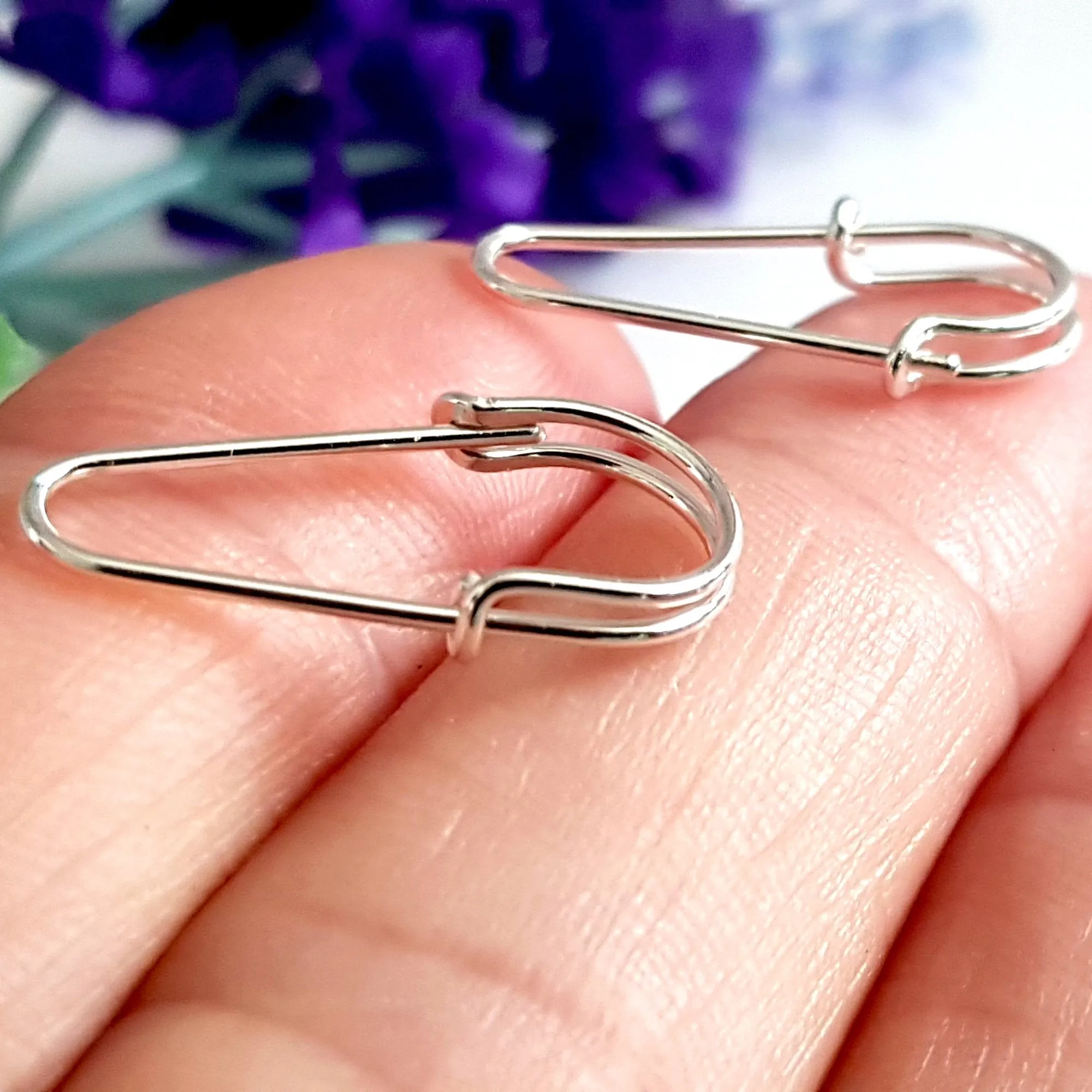 Safety Pin Sterling Silver Artisan Earrings