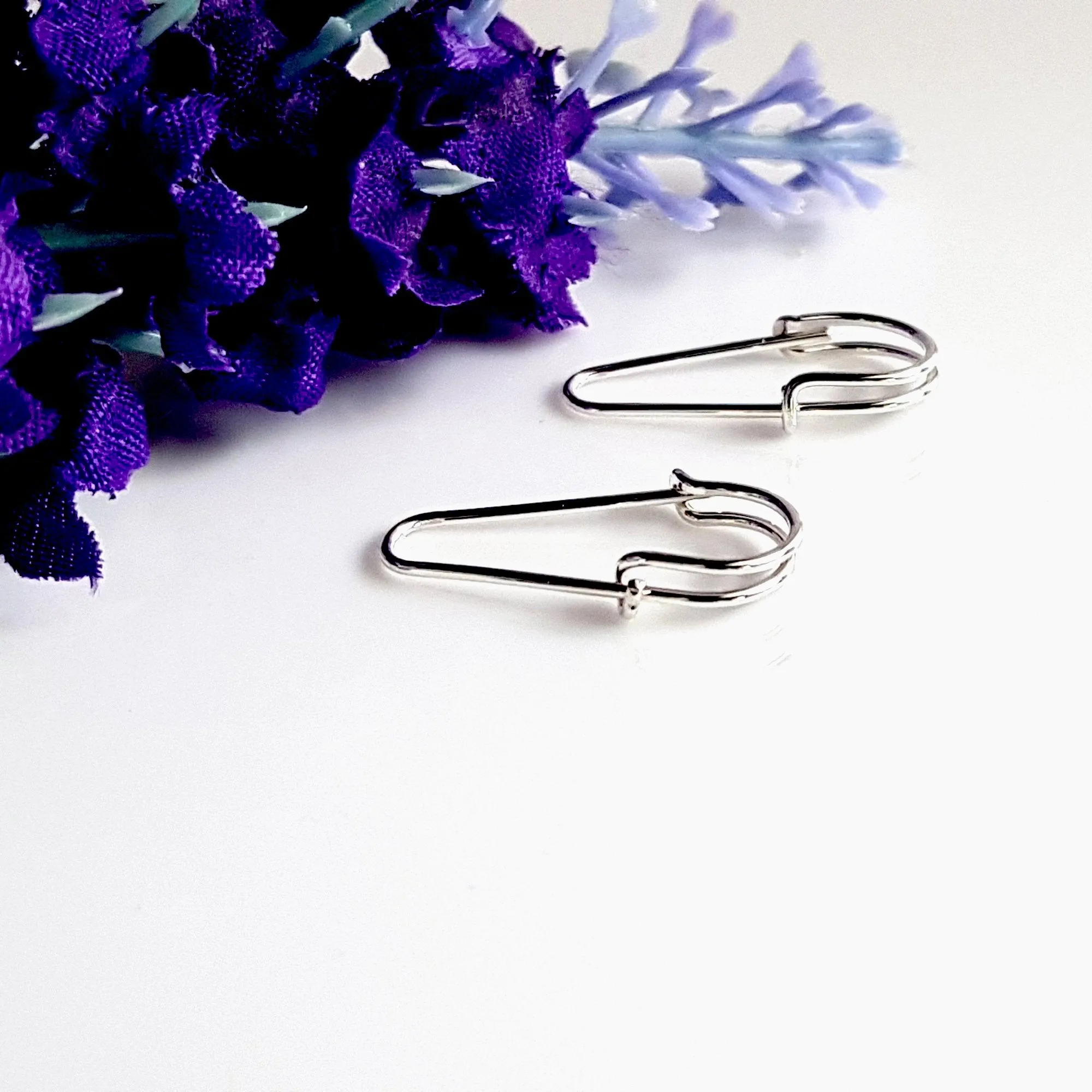 Safety Pin Sterling Silver Artisan Earrings