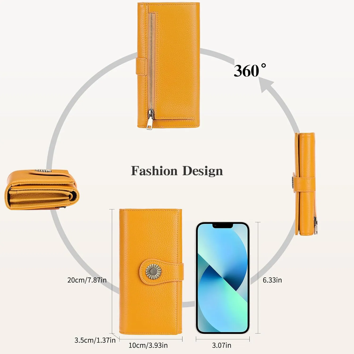 SENDEFN Large Womens Wallet Genuine Leather RFID Blocking Wallet for women Large Capacity Trifold Clutch Card Holder Ladies Purse with Zipper Pocket