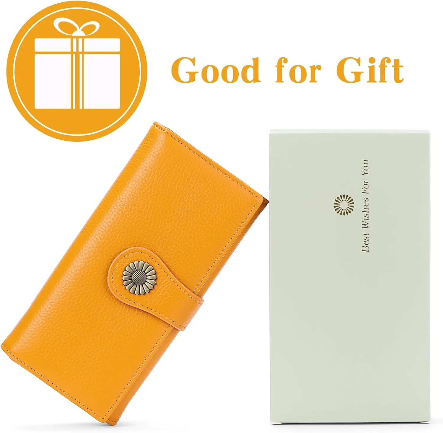 SENDEFN Large Womens Wallet Genuine Leather RFID Blocking Wallet for women Large Capacity Trifold Clutch Card Holder Ladies Purse with Zipper Pocket