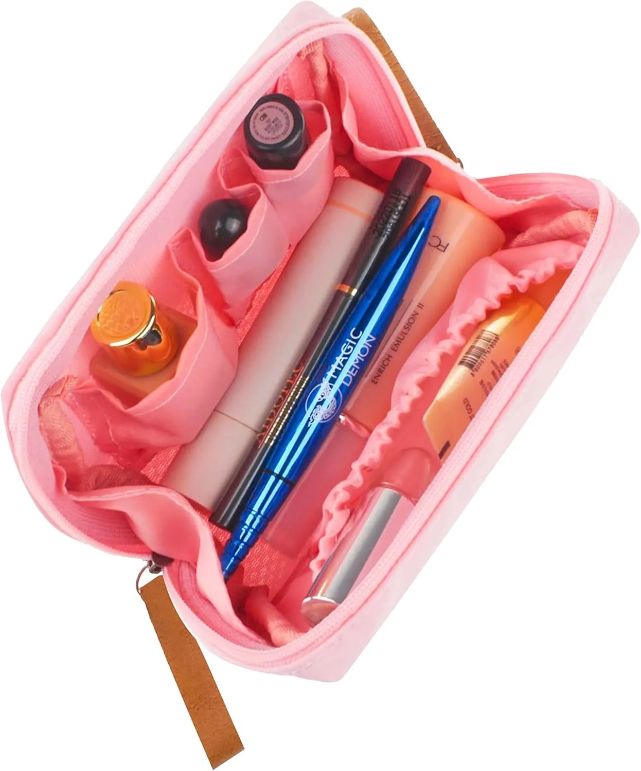 Small Makeup Bag, Portable Waterproof Cosmetic Bag Travel Makeup Pouch for Women (Pink, Square)