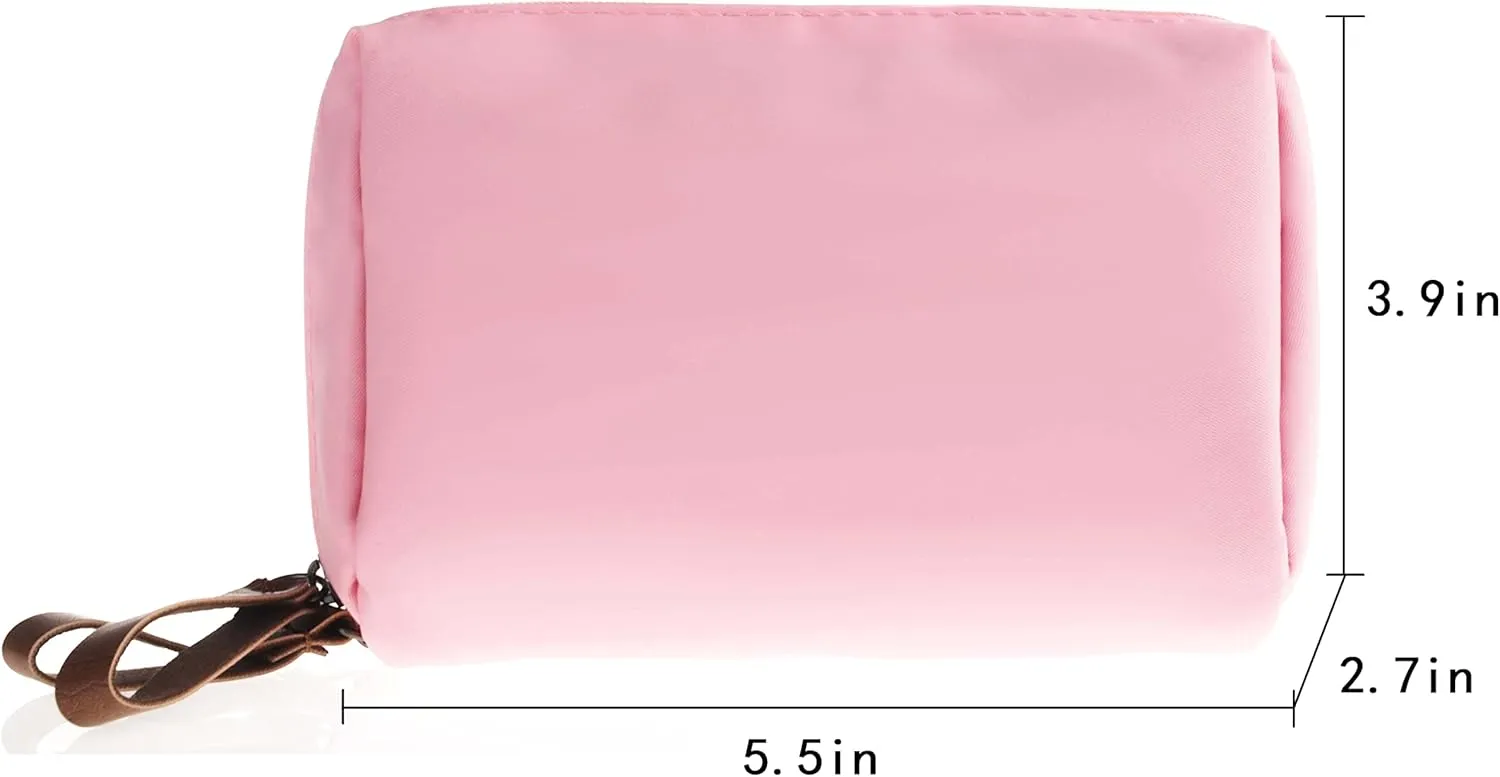Small Makeup Bag, Portable Waterproof Cosmetic Bag Travel Makeup Pouch for Women (Pink, Square)