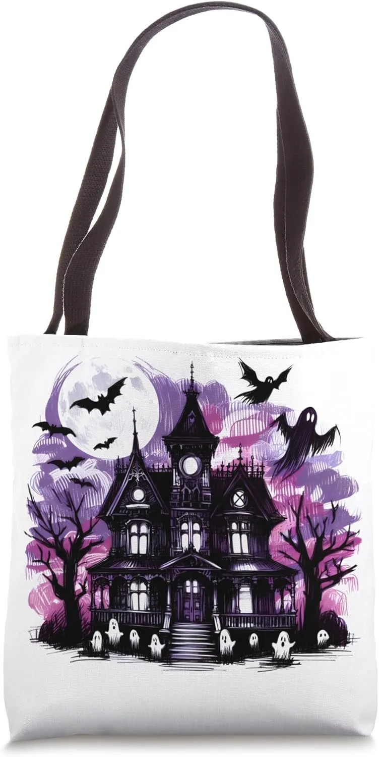 Spooky Haunted House Tote Bag