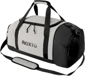 Sports Gym BagINOXTO Travel Duffel Bag with Dry Wet Pocket And Shoe CompartmentFor Women and Men40L/55L Fitness Waterproof Weekender Bag For Swim Sports Travel Working Out (Gray, 55L)