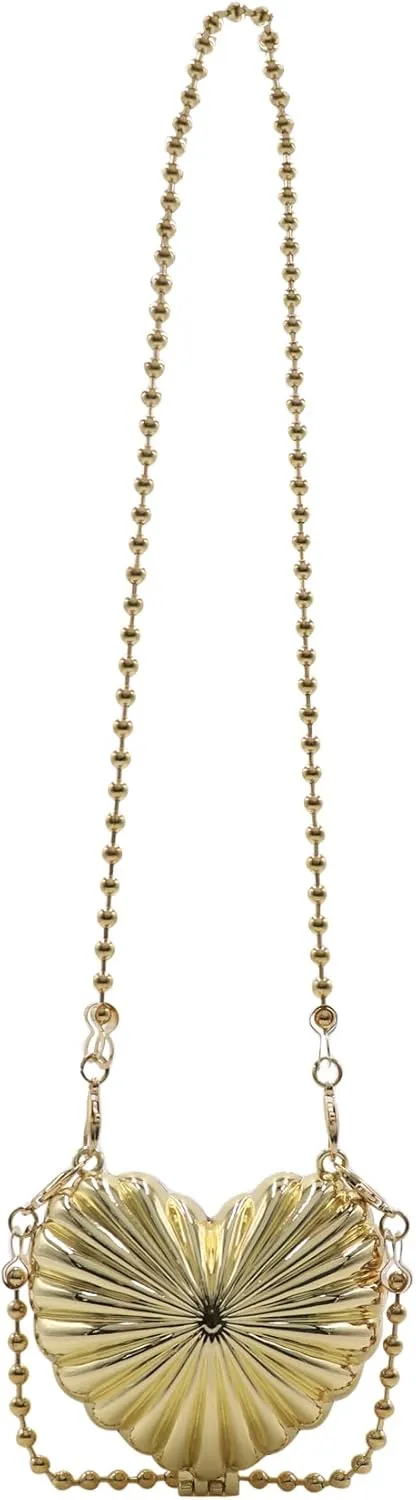 Suillty Women Girls Metal Shell Mini Lipstick Shoulder Bags Fashion Pearl Chain Crossbody Bag Purse Handbags
