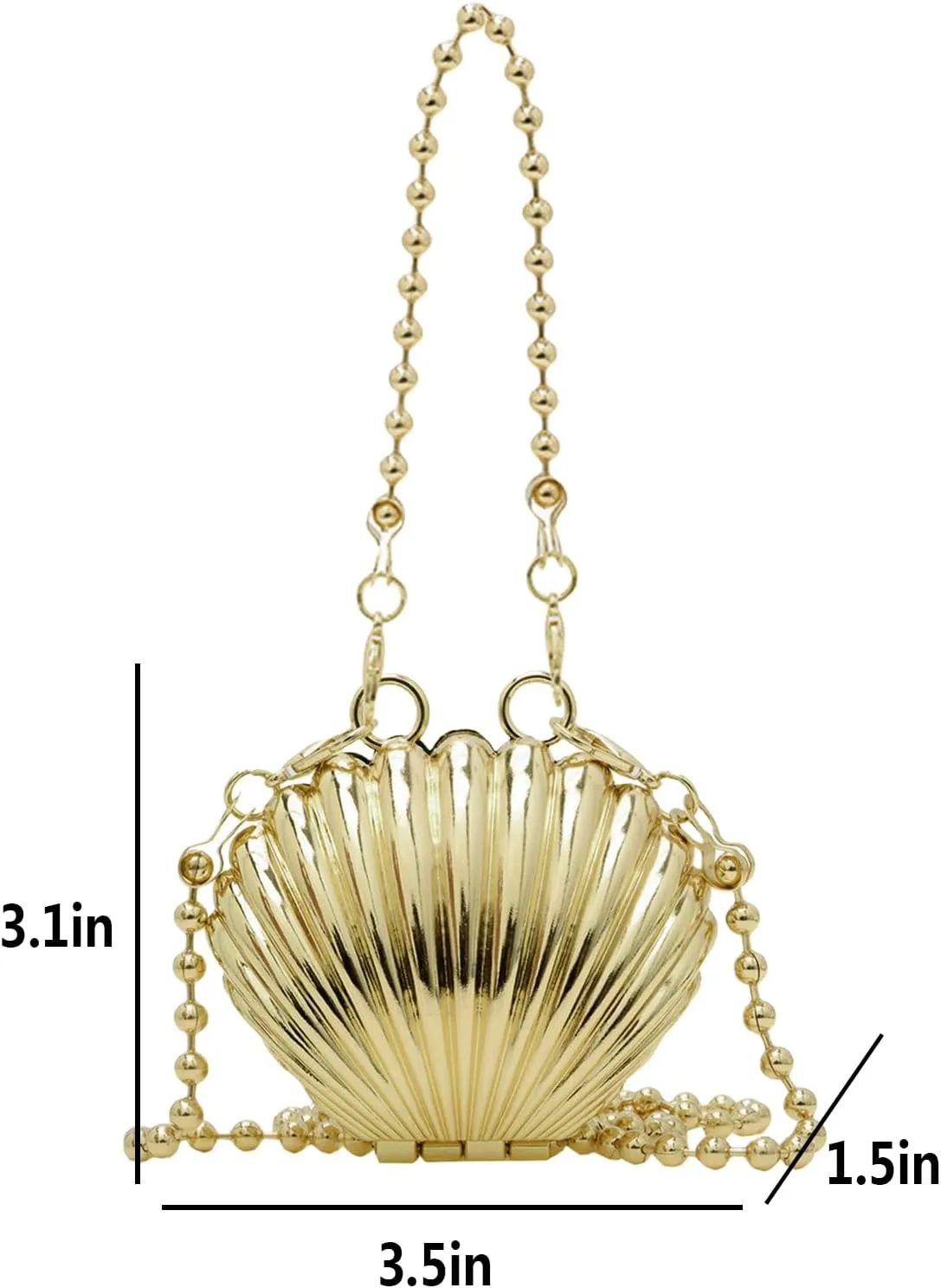 Suillty Women Girls Metal Shell Mini Lipstick Shoulder Bags Fashion Pearl Chain Crossbody Bag Purse Handbags