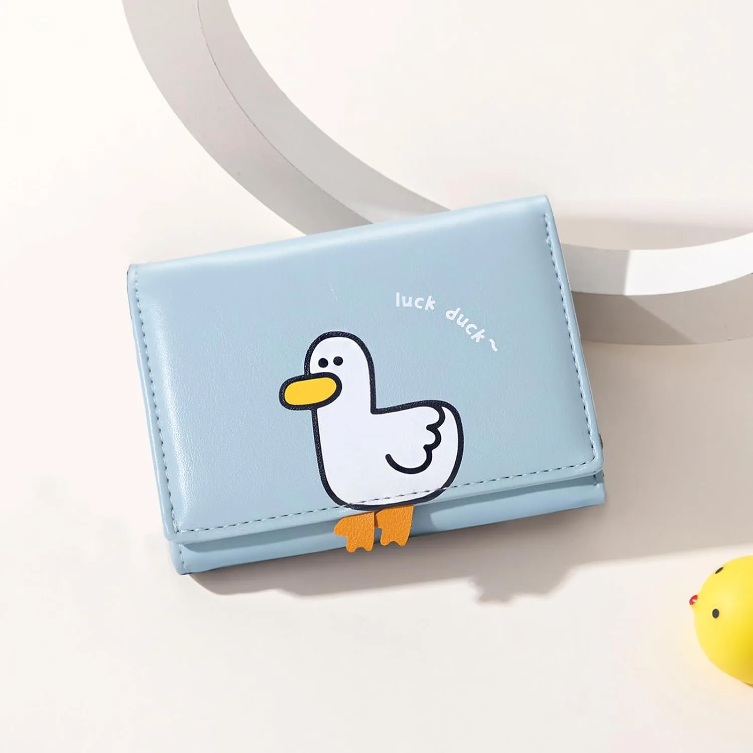 Sunwel Fashion Girls Cute 3D Duck Mini Folding Wallet Tiny Wallet Cash Pocket Card Holder ID Window Purse for Women