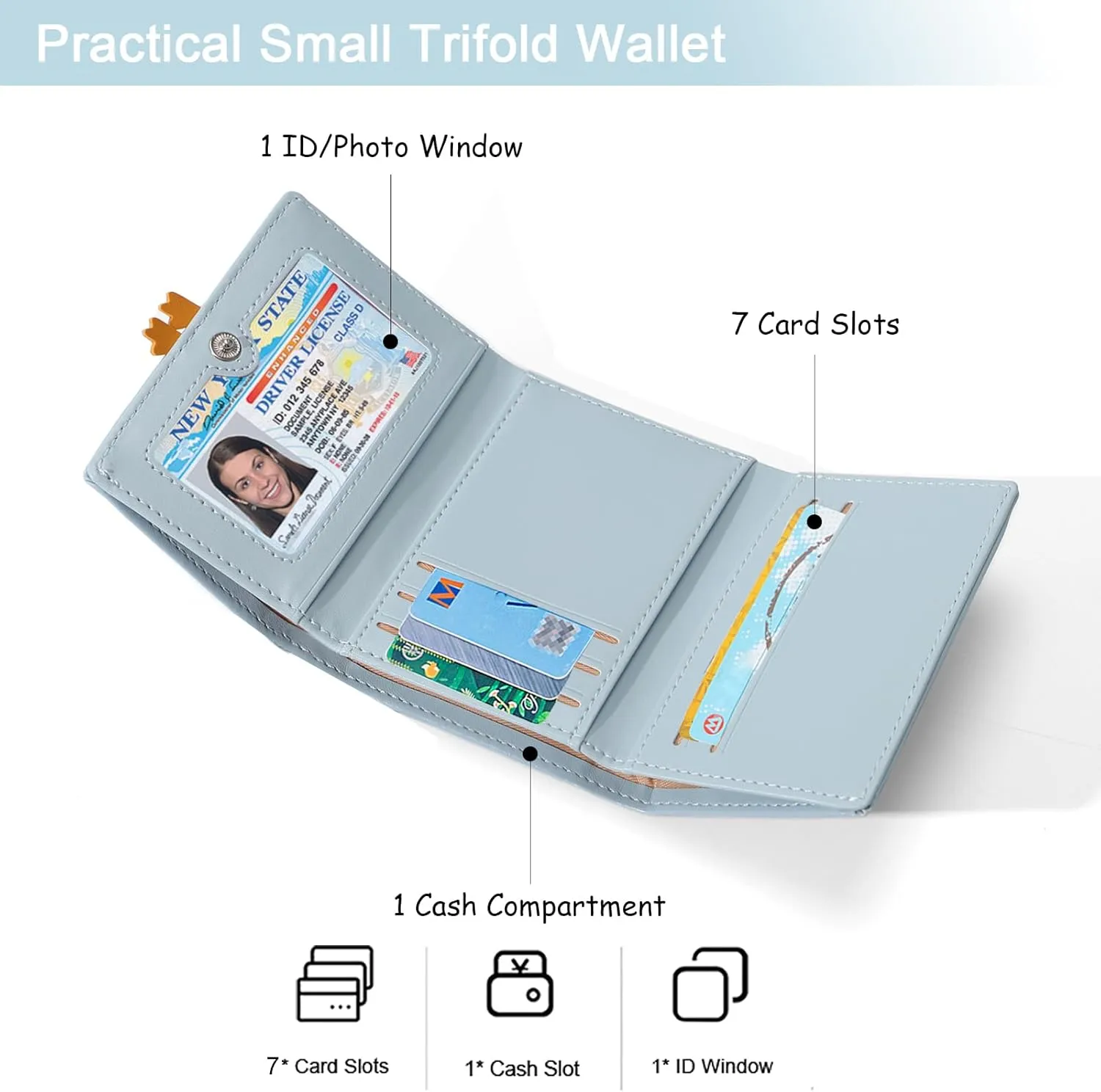 Sunwel Fashion Girls Cute 3D Duck Mini Folding Wallet Tiny Wallet Cash Pocket Card Holder ID Window Purse for Women