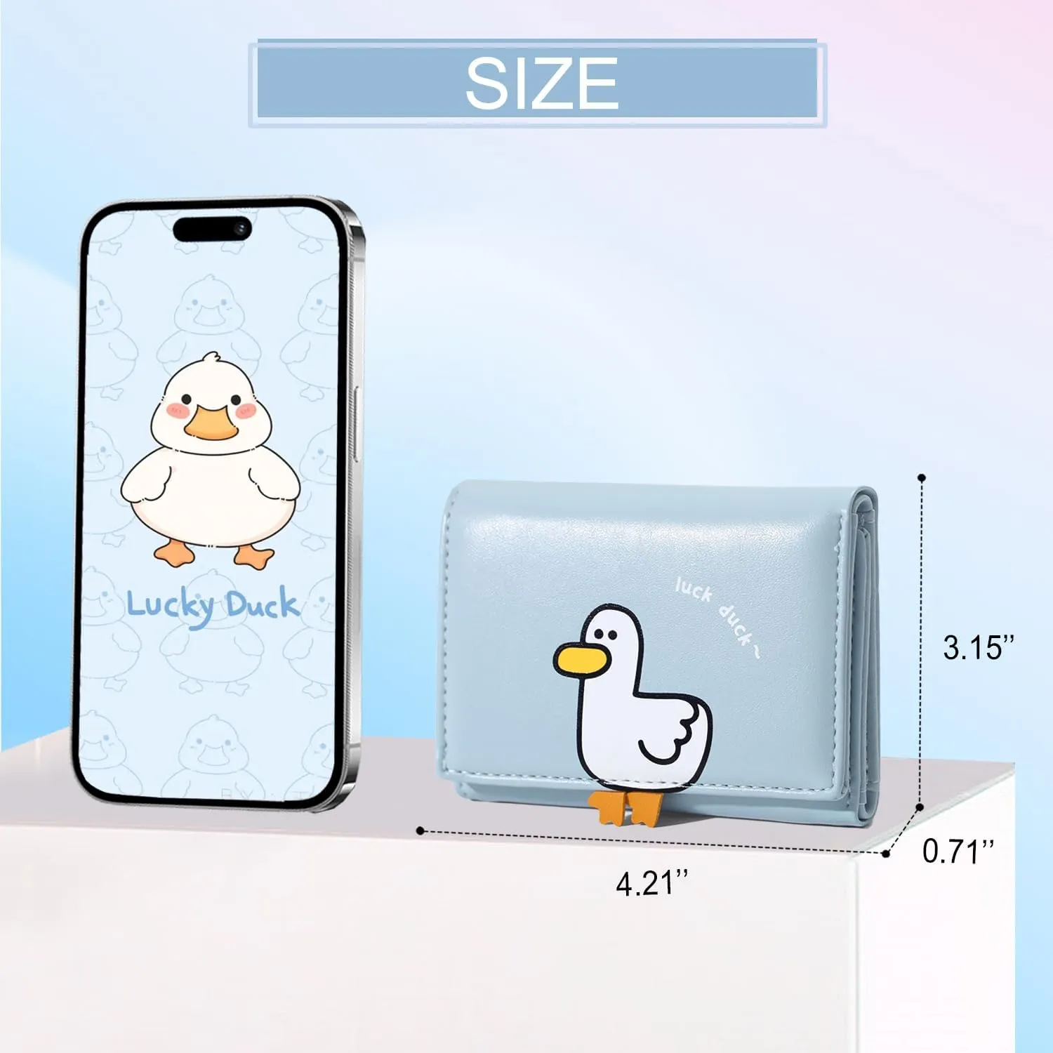 Sunwel Fashion Girls Cute 3D Duck Mini Folding Wallet Tiny Wallet Cash Pocket Card Holder ID Window Purse for Women