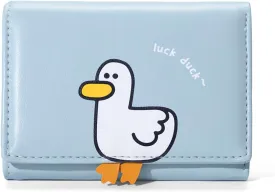 Sunwel Fashion Girls Cute 3D Duck Mini Folding Wallet Tiny Wallet Cash Pocket Card Holder ID Window Purse for Women