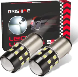 Super Bright 1157 2057 2357 7528 BAY15D LED Bulbs 6000K Xenon White 24-SMD LED Chipsets with Projector for Backup Reverse Lights, Brake Tail Parking Lights, Daytime running Lights(Pack of 2)