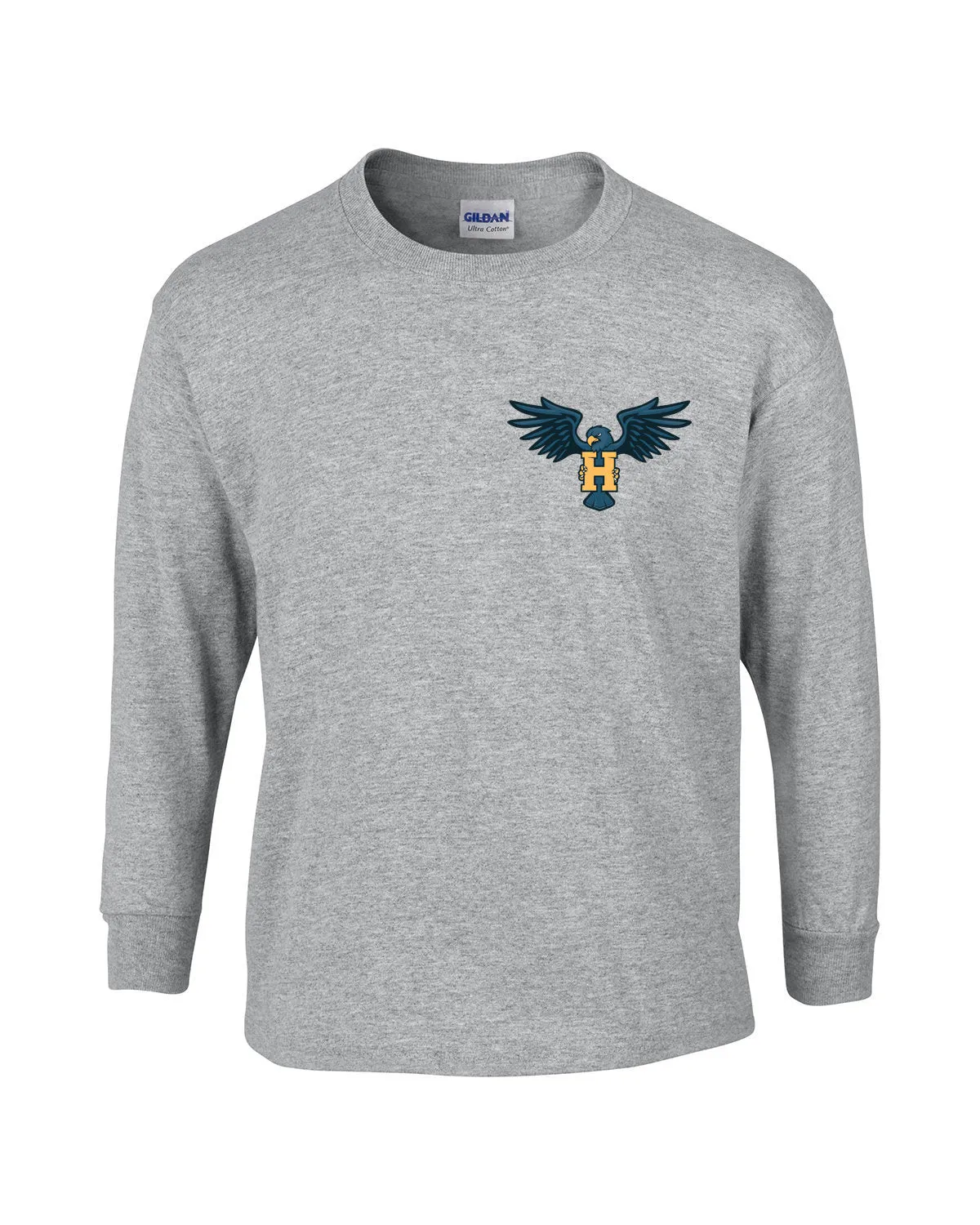 T-Shirt - Long-Sleeve - Cotton - Gray - Adult/Youth - Hawk Designs