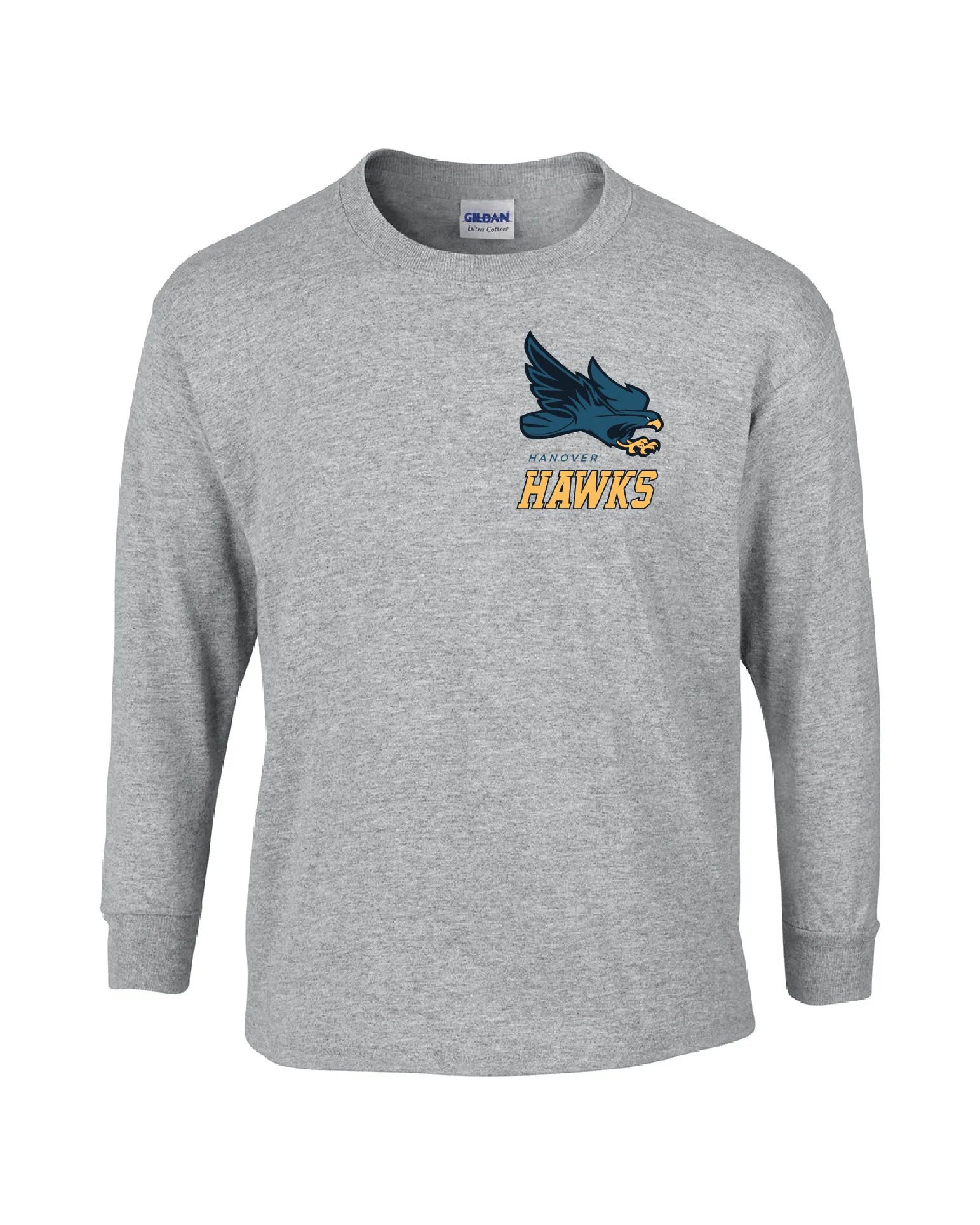 T-Shirt - Long-Sleeve - Cotton - Gray - Adult/Youth - Hawk Designs