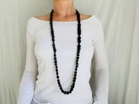Tourmaline Long Beaded Necklace. Black