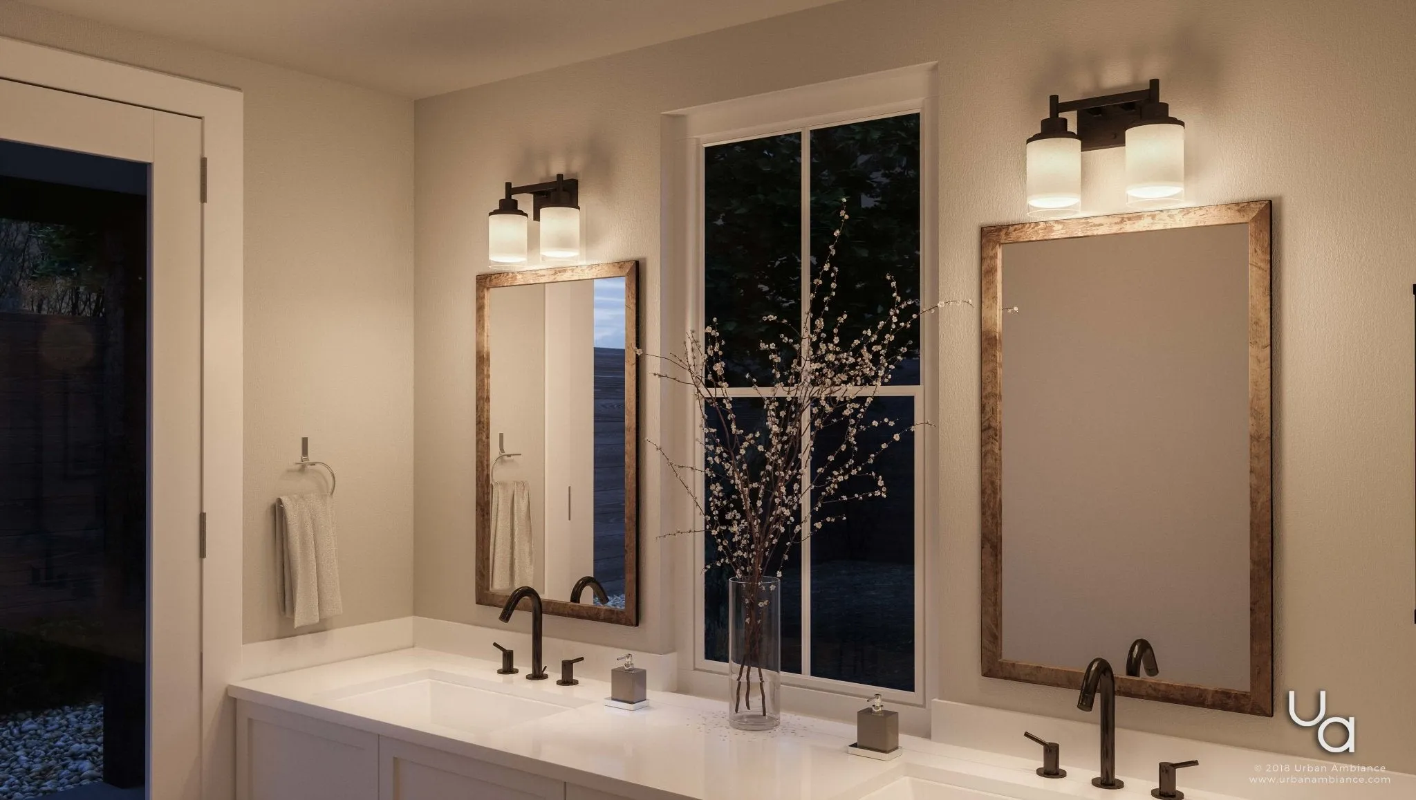 UHP2011 Contemporary Bathroom Vanity Light, 9.5"H x 13"W, Olde Bronze Finish, Cupertino Collection