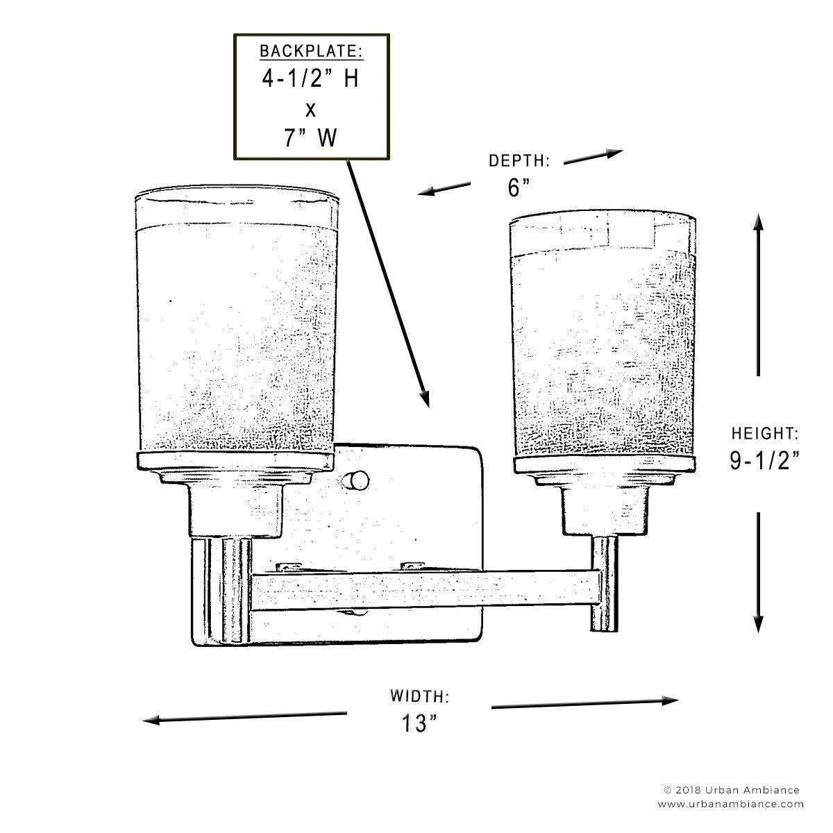 UHP2011 Contemporary Bathroom Vanity Light, 9.5"H x 13"W, Olde Bronze Finish, Cupertino Collection