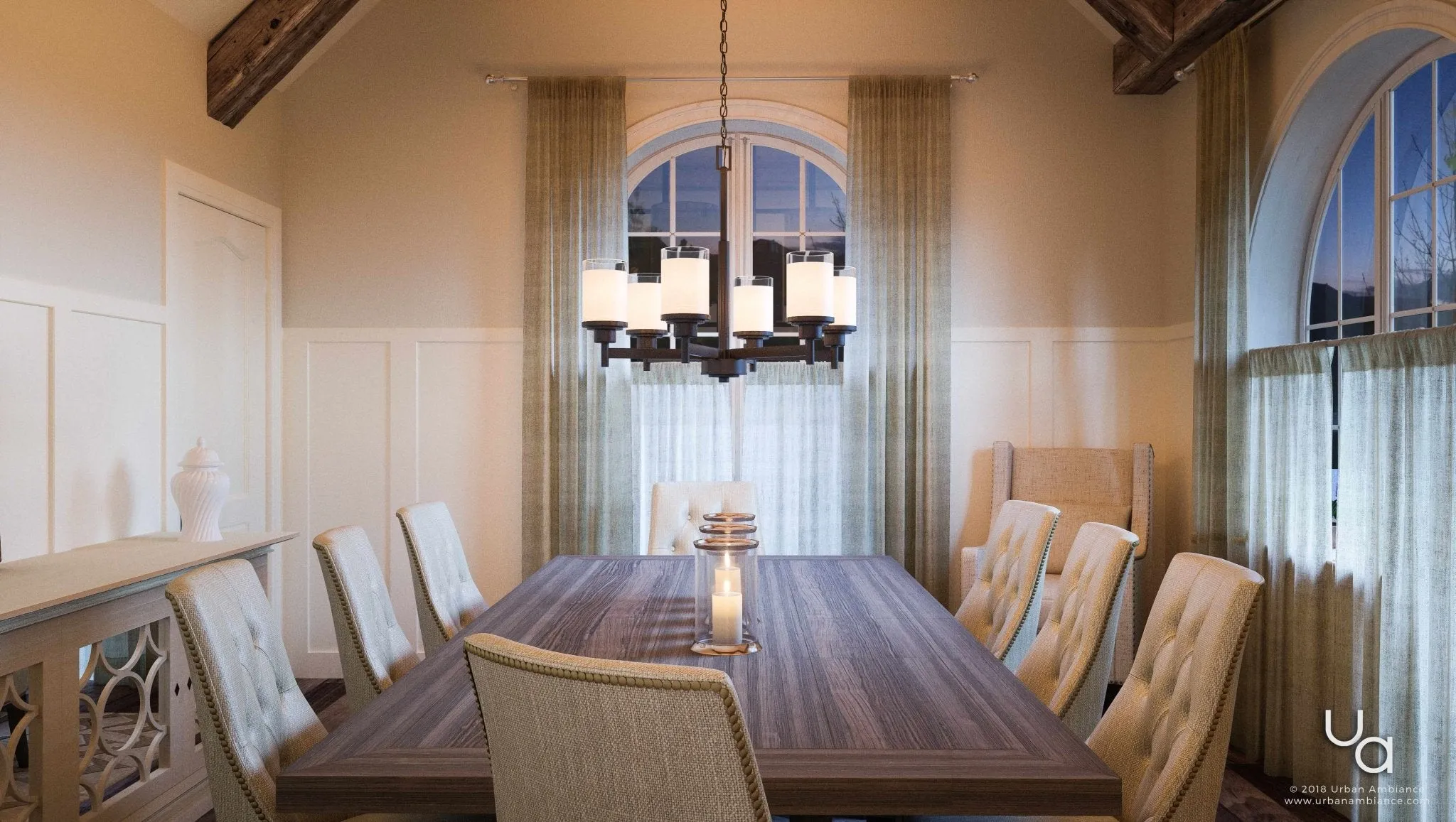 UHP2024 Contemporary Chandelier, 19.75"H x 25"W, Olde Bronze Finish, Cupertino Collection