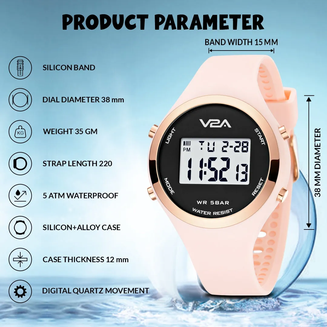 V2A Analog Digital Waterproof Fashion Sports Watch with Backlight Alarm Stopwatch for Women and Girls