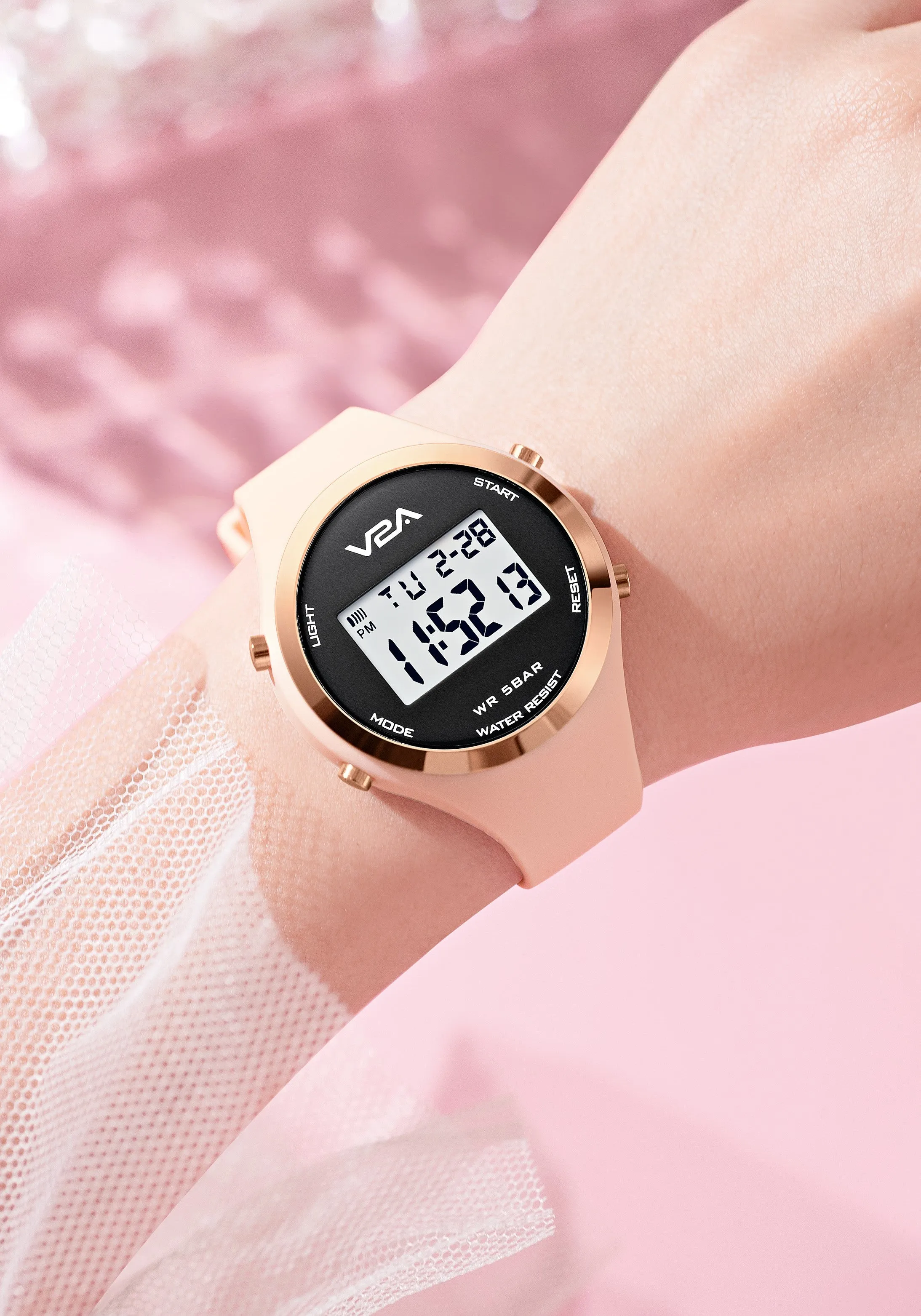 V2A Analog Digital Waterproof Fashion Sports Watch with Backlight Alarm Stopwatch for Women and Girls
